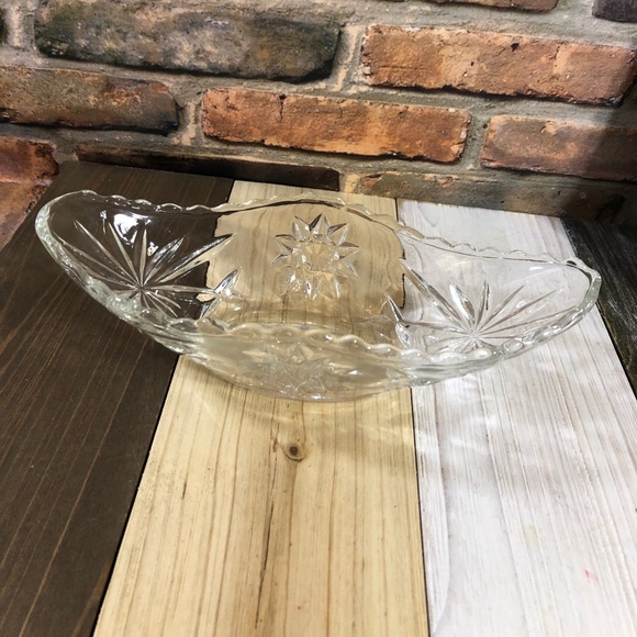 Crystal Clear Glass Banana Boat Shape Dish Bowl